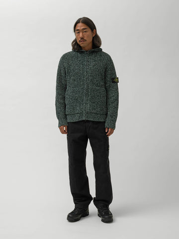 Stone Island Knit Hoodie Dark Green Melange, Sweaters
