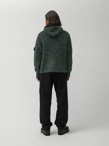 Stone Island Knit Hoodie Dark Green Melange, Sweaters