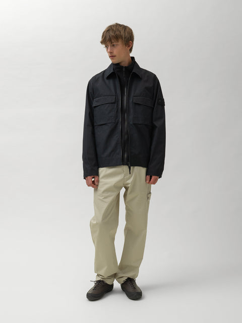 Stone Island Ghost Piece All Weather Cotton Canvas Overshirt Black, Shirts