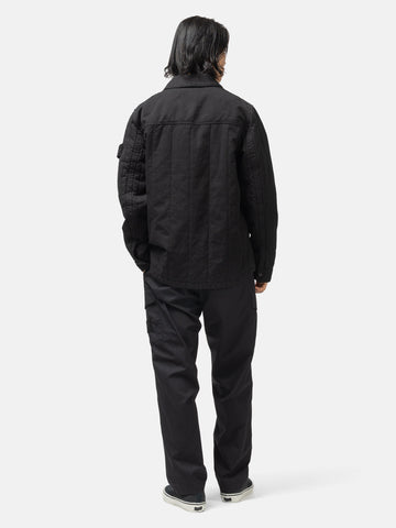 Stone Island Ghost Piece Cotton Linen Quilted Overshirt Black, Shirts