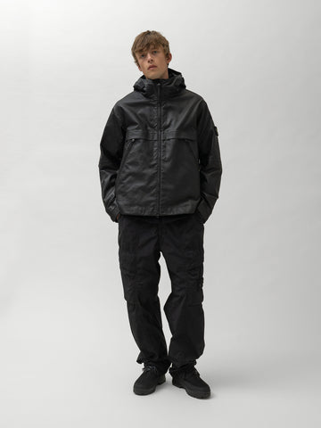 Stone Island Leather Hooded Jacket Black, Leather Jackets