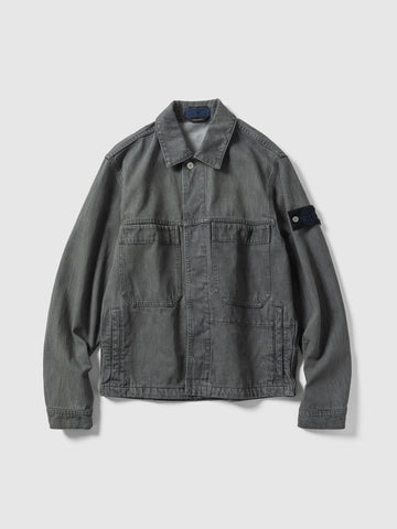 Stone Island Light Grey Wash Biker Jacket, Jackets