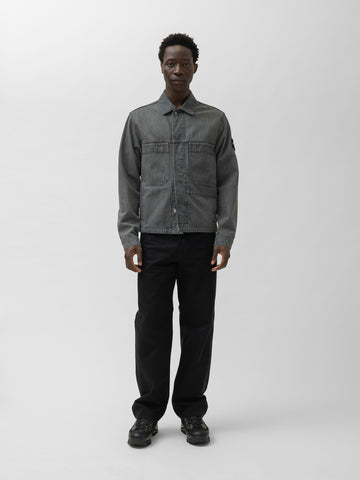 Stone Island Light Grey Wash Biker Jacket, Jackets