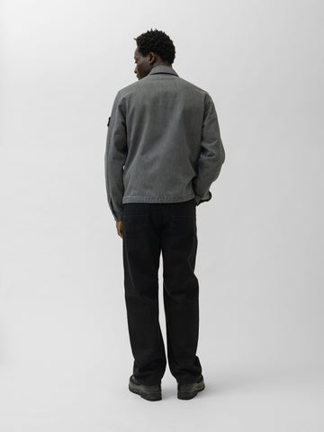Stone Island Light Grey Wash Biker Jacket, Jackets