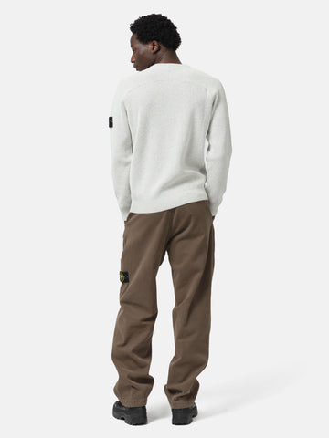 Back shot of the Stone Island Ribbed Cotton Raglan Crewneck Grey