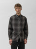 TOHNAI Cotton Check Regular Collar Shirt Charcoal, Shirts