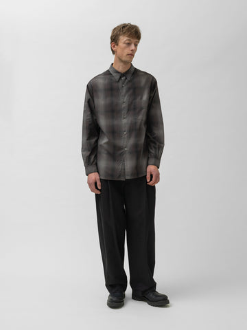 TOHNAI Cotton Check Regular Collar Shirt Charcoal, Shirts
