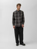 TOHNAI Cotton Check Regular Collar Shirt Charcoal, Shirts
