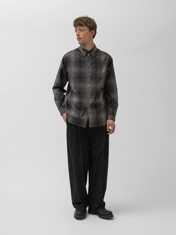 TOHNAI Double Face Cotton Two Pleats Trouser Black, Pants