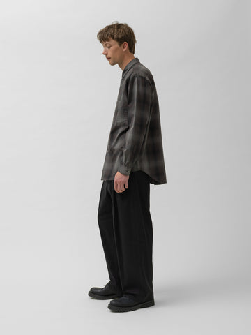 TOHNAI Double Face Cotton Two Pleats Trouser Black, Pants