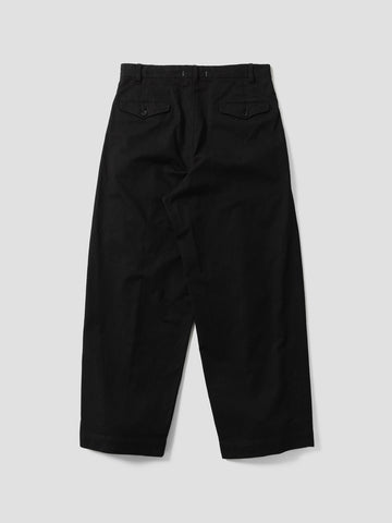 TOHNAI Double Face Cotton Two Pleats Trouser Black, Pants