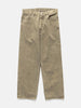 Flat shot in studio of the cotton denim 5 pocket wide pants in brown from URU