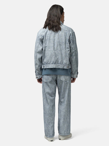 URU Cotton Denim Print Trucker Jacket White, Denim Jackets