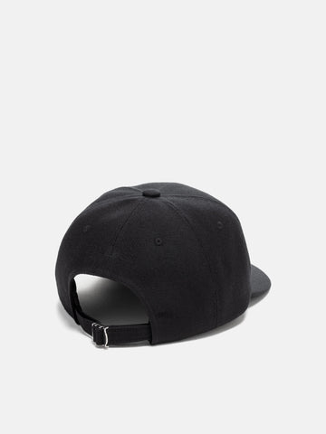 Rear Shot in studio of the UNLIKELY Team Cap in Black with adjustable back strap