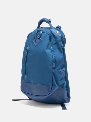 Studio shot of the Visvim Cordura 20L backpack in Blue