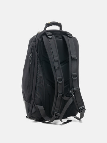 Rear view of the Visvim Cordura 22L backpack in black