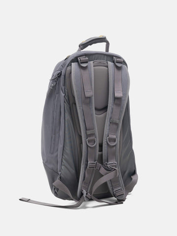 Rear view of the Visvim Cordura 22L backpack in Charcoal