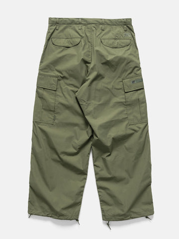 Falt shot of the back of the WTAPS MILT9601  Trousers NYCO Weather in Olive Drab