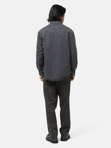 Back shot of the model wearing the WTAPS WRKT2001 / Trousers / Cotton. Twill Charcoal