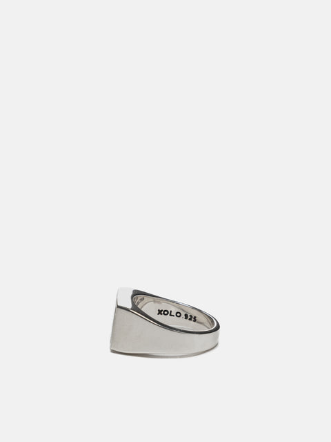 XOLO JEWELRY Signet Ring With Gray & Gold Flower, Rings