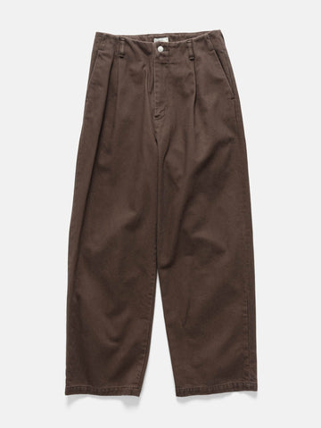 YOKE 1Pleated Wide Tapered Trousers Brown, Pants