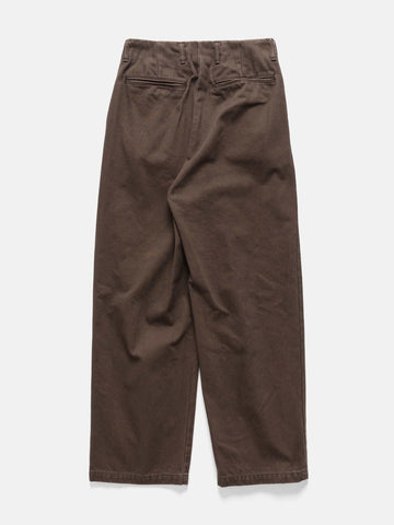 YOKE 1Pleated Wide Tapered Trousers Brown, Pants