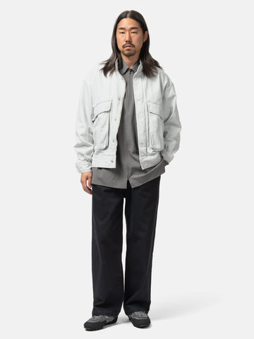 YOKE Cotton Denim Stand Collar Blouson Grayish White, Jackets