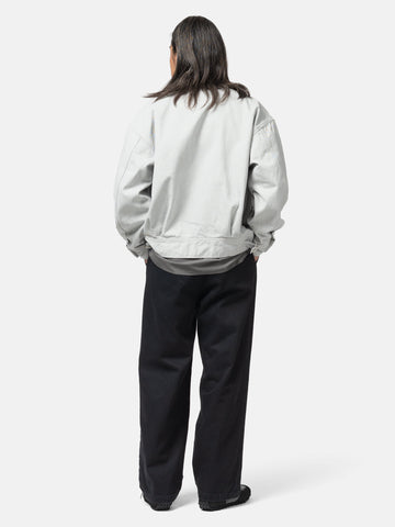 YOKE Cotton Denim Stand Collar Blouson Grayish White, Jackets
