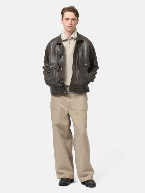 YOKE Denim Cut-Off Buggy Pants Beige, Pants