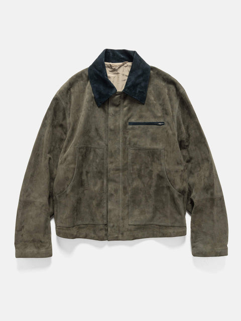 YOKE Goat Suede Work Jacket Khaki, Leather Jackets