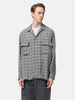 YOKE Jacqard Plaid Open Collar Shirt Gray, Shirts