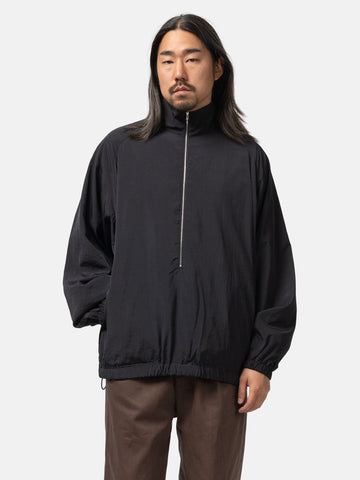 YOKE Silk Nylon 3/4 Zip Pullover Black, Jackets