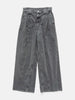YOKE Vintage Wash Denim 3Pleated Wide-Leg Trousers Black, Jeans