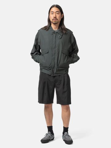 YOKE Wool Washer Tropical 2Pleated Easy Shorts Carbon, Shorts