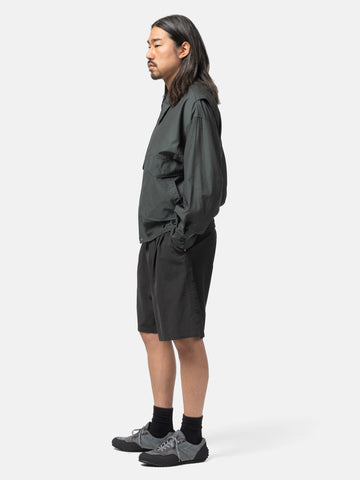YOKE Wool Washer Tropical 2Pleated Easy Shorts Carbon, Shorts