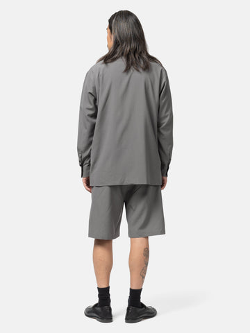YOKE Wool Washer Tropical 2Pleated Easy Shorts Gray, Shorts