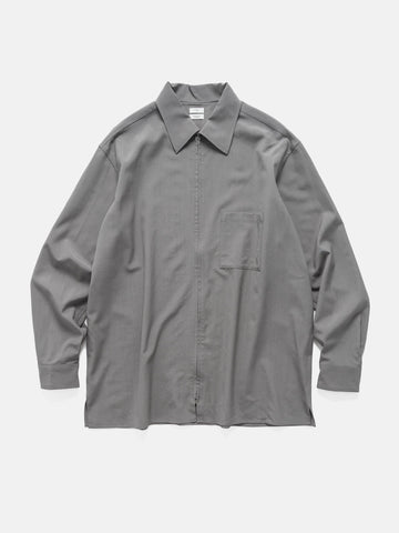 YOKE Wool Washer Tropical Zip Shirt Gray, Shirts