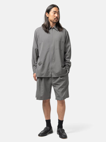 YOKE Wool Washer Tropical Zip Shirt Gray, Shirts