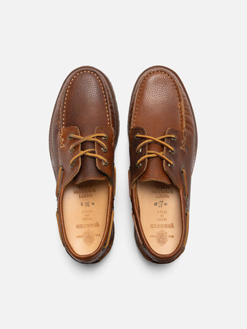 Yuketen Italian Hex Eye Boat Shoe w/ Cortina Sole SG Lt. Brown, Shoes