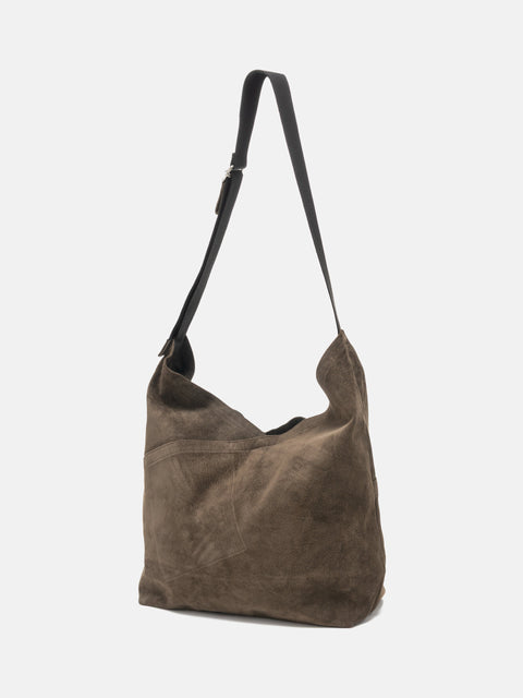 hobo Azuma Shoulder Bag M Pig Suede Dark Brown, Shoulder Bags