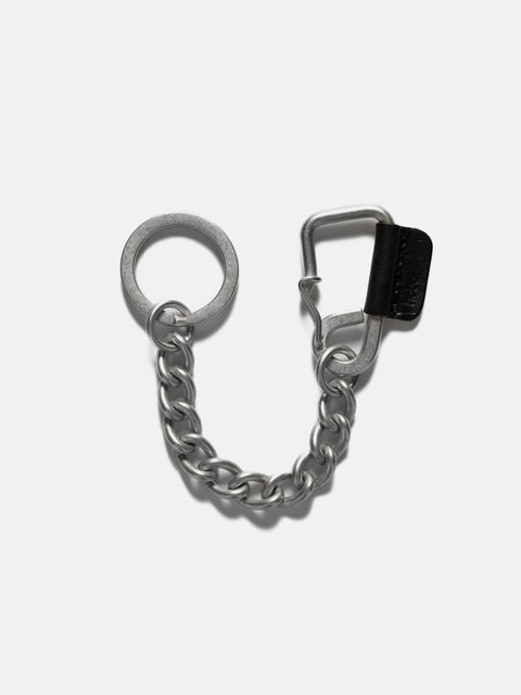 hobo Carabiner Chain Key Ring with Horse Leather Black, Keychains