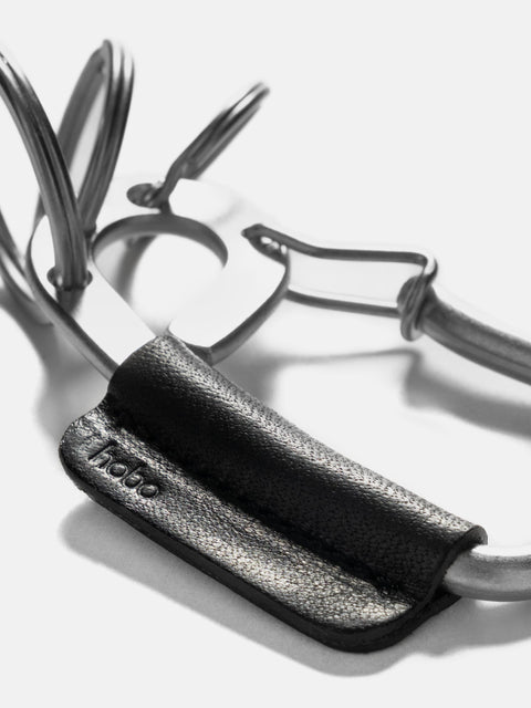 hobo Carabiner Key Ring with Horse leather Black, Keychains