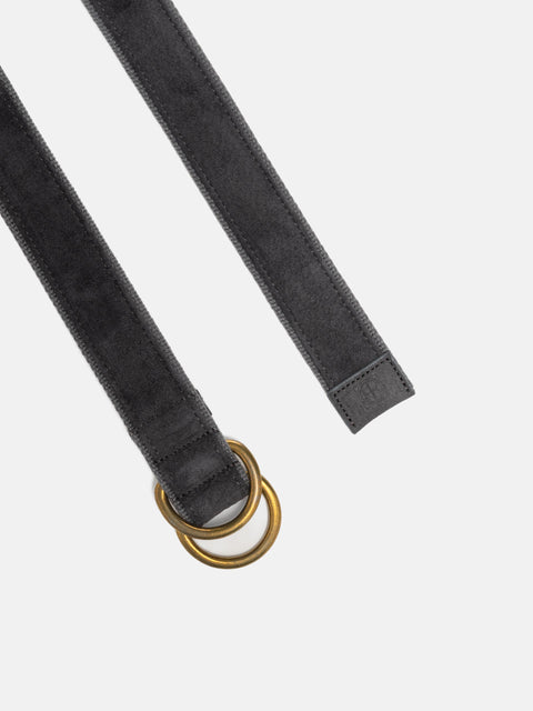 hobo Double Ring Belt Pig Suede Charcoal, Belts