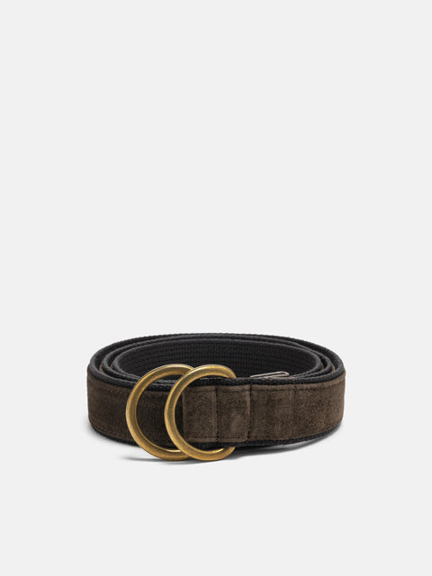 hobo Double Ring Belt Pig Suede Dark Brown, Belts