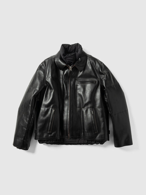 sacai Leather Puffer Blouson Black, Leather Jackets