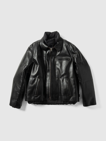 sacai Leather Puffer Blouson Black, Leather Jackets