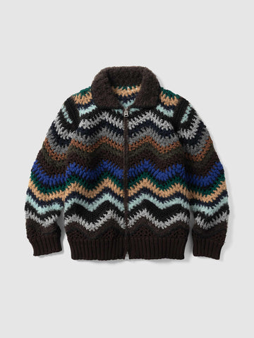 sacai Mix Crochet Knit Blouson Black Multi, Sweaters