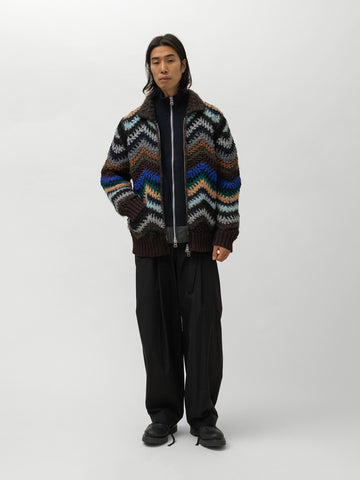 sacai Mix Crochet Knit Blouson Black Multi, Sweaters