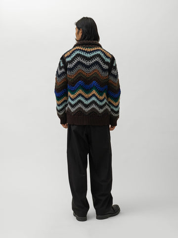 sacai Mix Crochet Knit Blouson Black Multi, Sweaters
