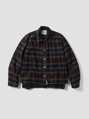 sacai Plaid Flannel Blouson Brown x Navy, Jackets
